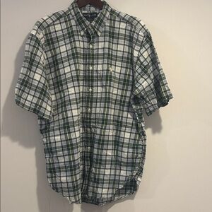 Ralph Lauren Green and White Plaid Shirt